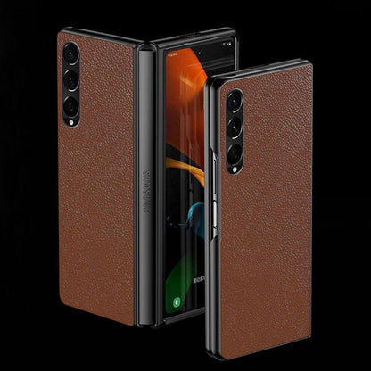 Galaxy Z Fold3 Leather Business Style Canvas Hybrid Case