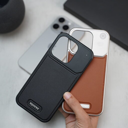 Luxurious Titanium Frame Vegan Leather iPhone Case