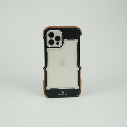 R-Just Aluminium Natural Wood Anti Shock Bumper Case - iPhone