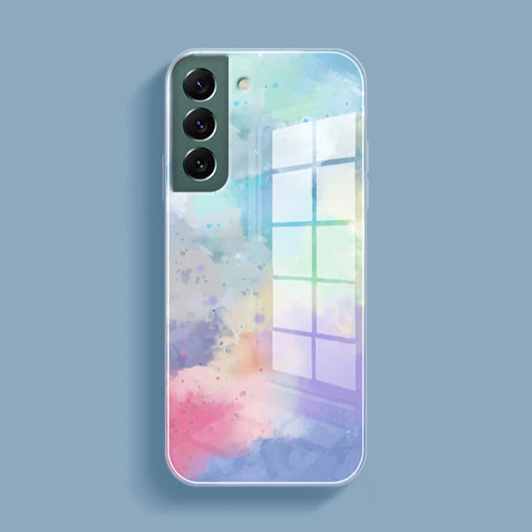 Watercolor Splatter Glass Back Case - Samsung