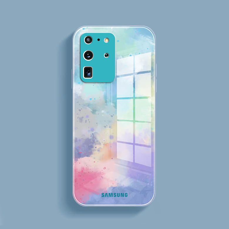 Watercolor Splatter Glass Back Case - Samsung