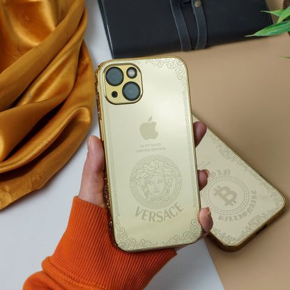 iPhone 15 Series Crafted Gold Luxurious Camera Protective Case