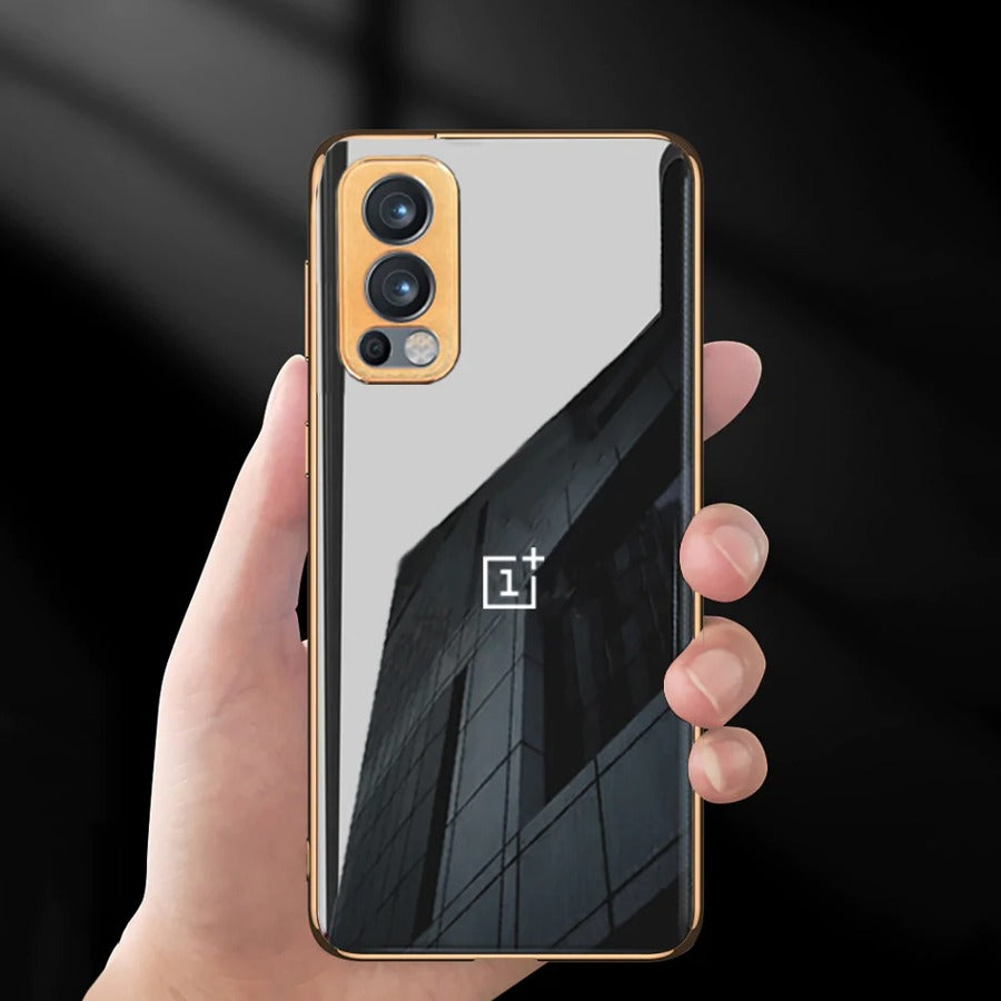 Glossy Gold Edge Back Logo Case - OnePlus