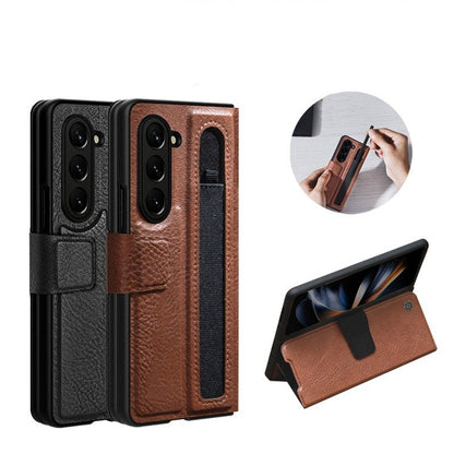 Galaxy Z Fold5 Genuine Leather Flip Case with Pen Slot