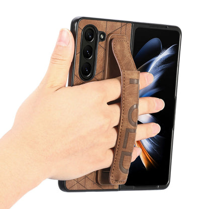 Galaxy Z Fold5 Elegant Leather Wristband & Pen Holder Case