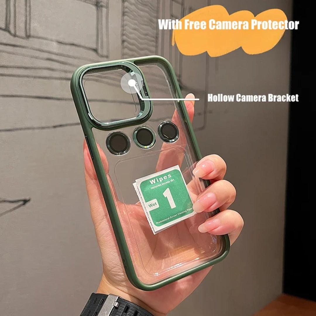 Luxury Camera Lens Flip Bracket Case - iPhone