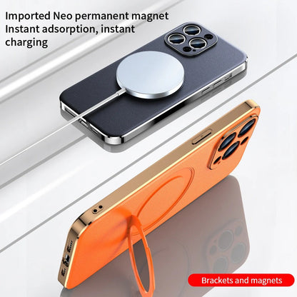 Classy Magnetic Ring Leather Case - iPhone