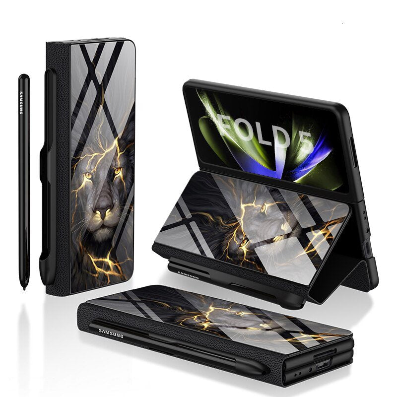 Galaxy Z Fold5 Lion Pattern S Pen Holder Case