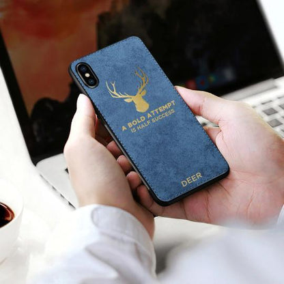 iPhone XS Max Luxury Gold Textured Deer Pattern Soft Case