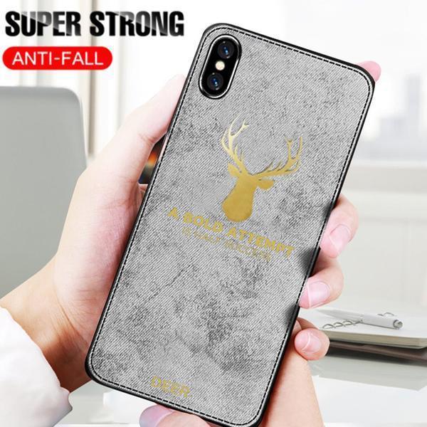 iPhone XS Max Luxury Gold Textured Deer Pattern Soft Case