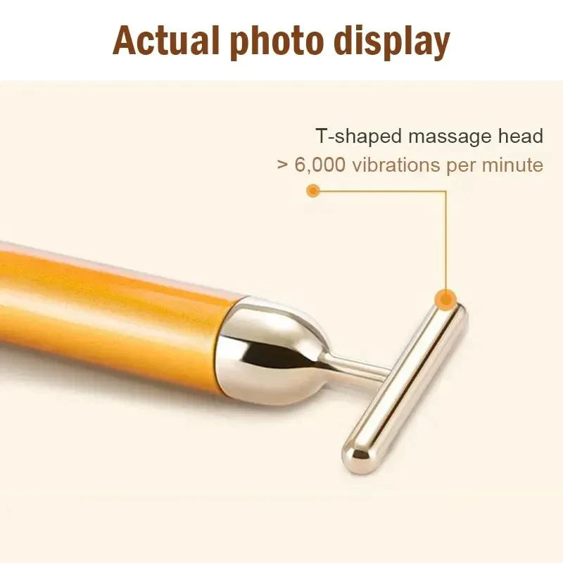 24K T-Shape Gold Vibrating Face Massager