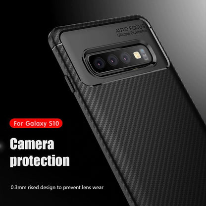 Galaxy S10 Frosted Carbon Fiber Shockproof Soft Case