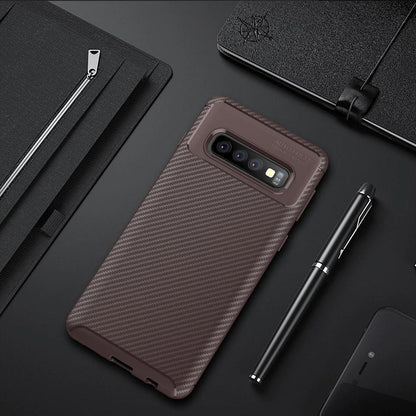 Galaxy S10 Frosted Carbon Fiber Shockproof Soft Case