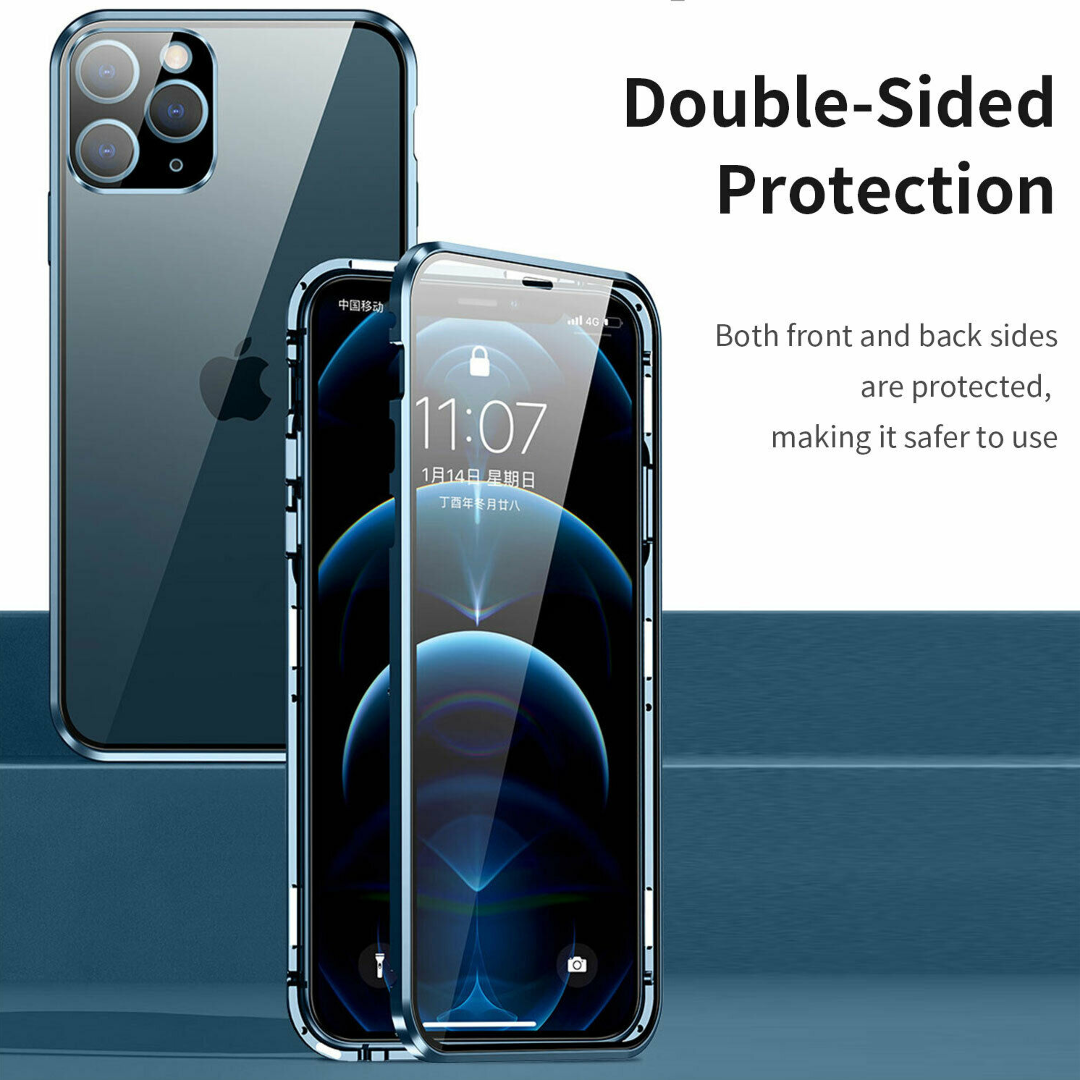 iPhone Series Electronic Auto-Fit (Front+ Back) Glass Magnetic Case