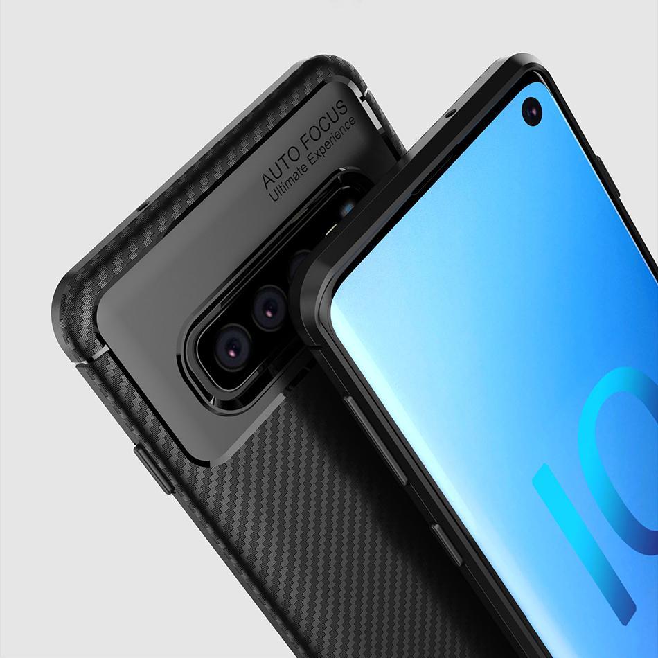 Galaxy S10 Frosted Carbon Fiber Shockproof Soft Case