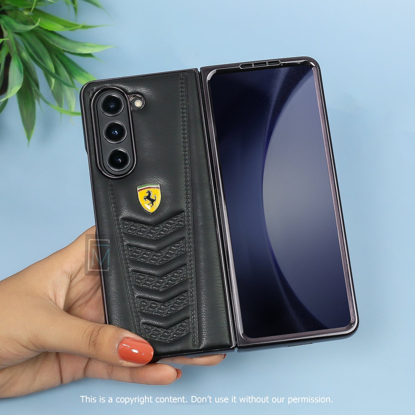 Ferrari Galaxy Z Fold5 Luxurious Lamb Leather Protective Case