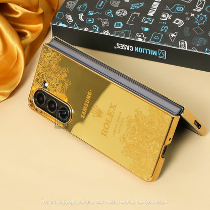 Galaxy Z Fold5 Crafted Gold Luxurious Camera Protective Case