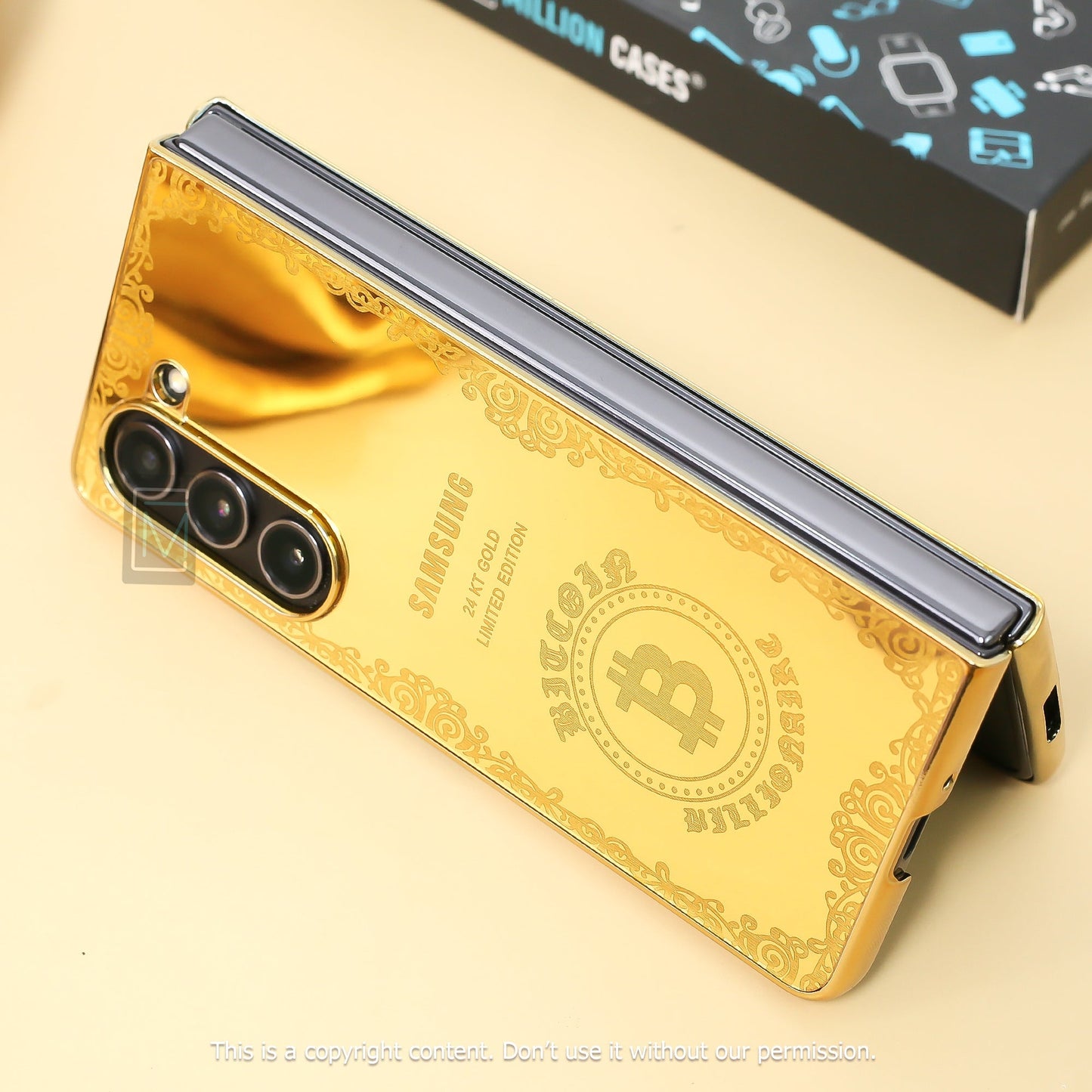 Galaxy Z Fold5 Crafted Gold Luxurious Camera Protective Case