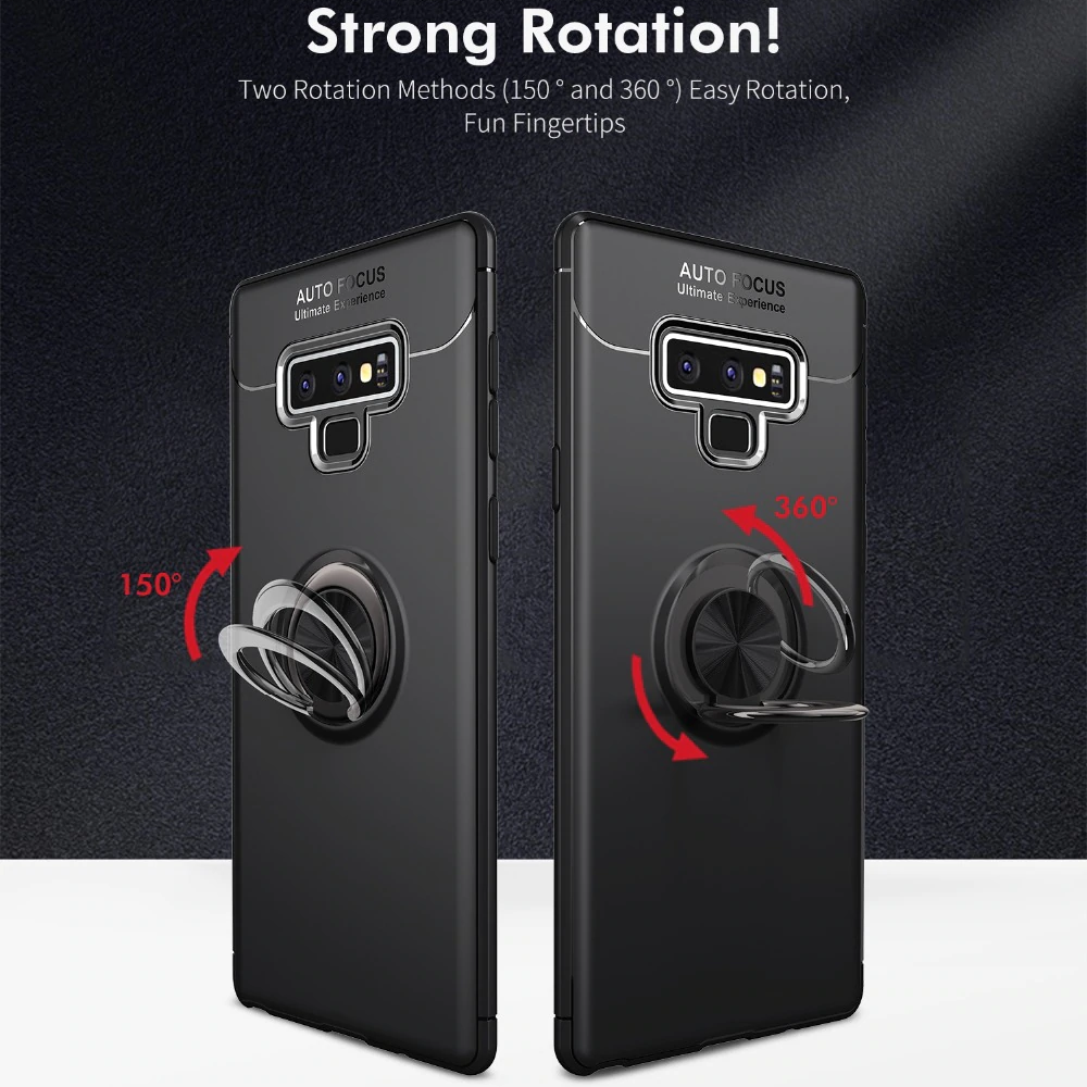 Galaxy Note 9 (3 in 1 Combo) Metallic Ring Case + Tempered Glass + Earphones