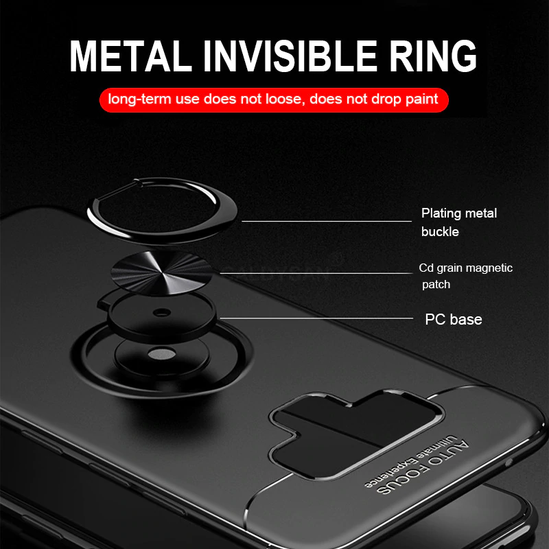 Galaxy Note 9 (3 in 1 Combo) Metallic Ring Case + Tempered Glass + Earphones