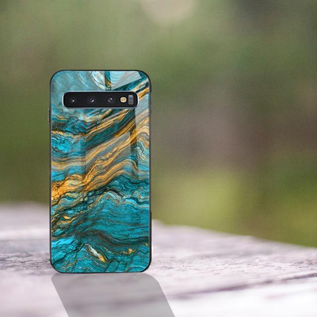 Galaxy S10 Soothing Sea Pattern Marble Glass Back Case