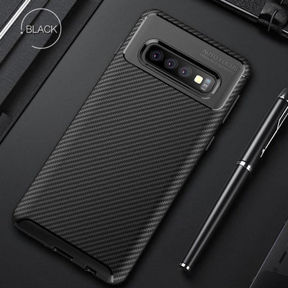 Galaxy S10 Frosted Carbon Fiber Shockproof Soft Case