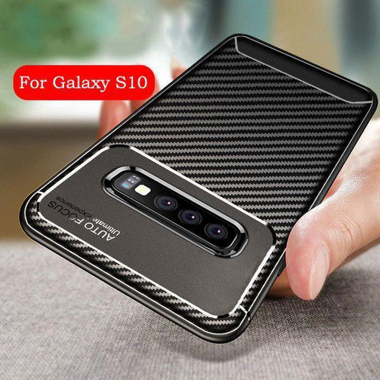 Galaxy S10 Frosted Carbon Fiber Shockproof Soft Case