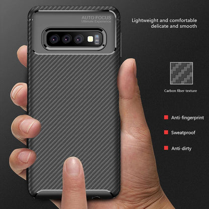 Galaxy S10 Frosted Carbon Fiber Shockproof Soft Case