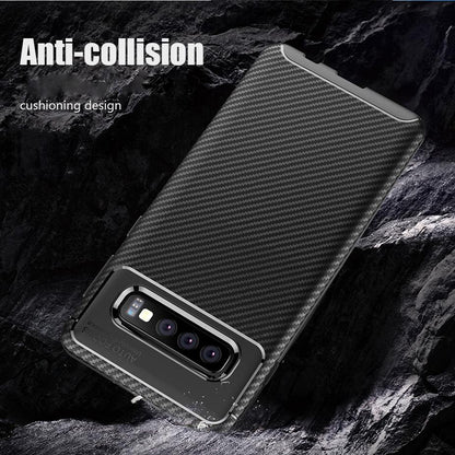 Galaxy S10 Frosted Carbon Fiber Shockproof Soft Case