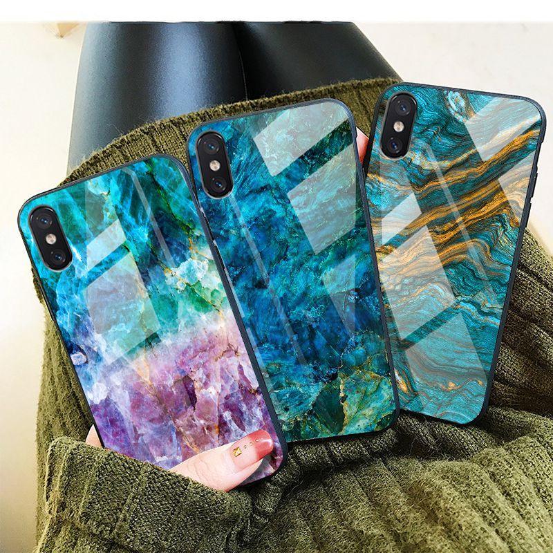 iPhone XS Soothing Sea Pattern Marble Glass Back Case