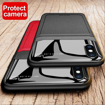 iPhone X Series Sleek Slim Leather Glass Case