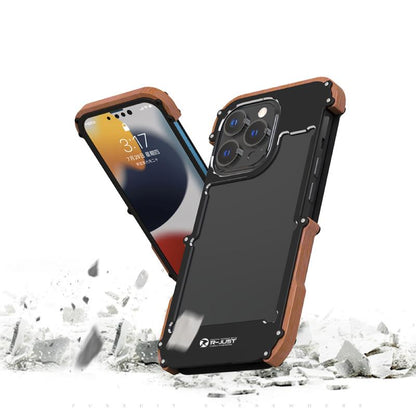 R-Just Aluminium Natural Wood Anti Shock Bumper Case - iPhone