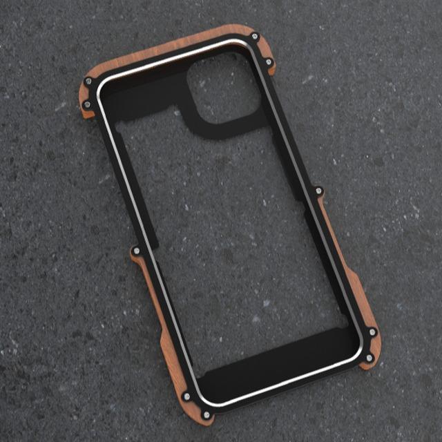 R-Just Aluminium Natural Wood Anti Shock Bumper Case - iPhone