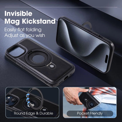 Leather Stand Magnetic iPhone Case with Ring Stand