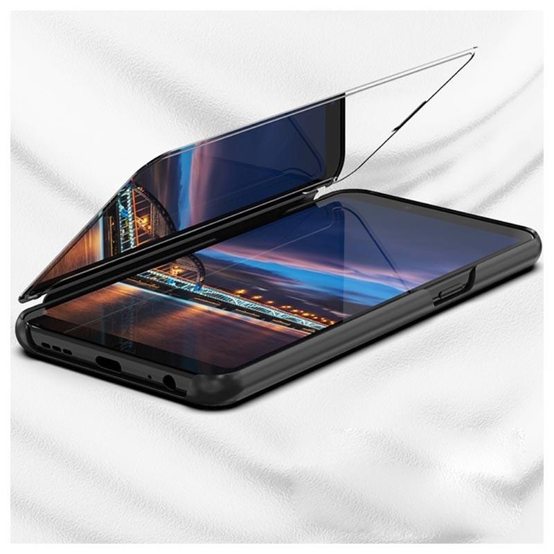 Galaxy A70s (2 in 1 Combo) Mirror Clear Flip Case + Earphones [Non Sensor]