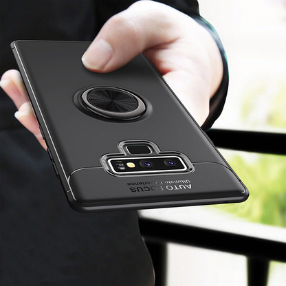 Galaxy Note 9 (3 in 1 Combo) Metallic Ring Case + Tempered Glass + Earphones