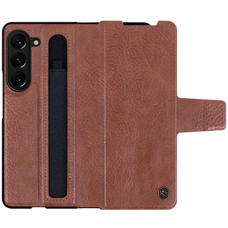 Galaxy Z Fold5 Genuine Leather Flip Case with Pen Slot