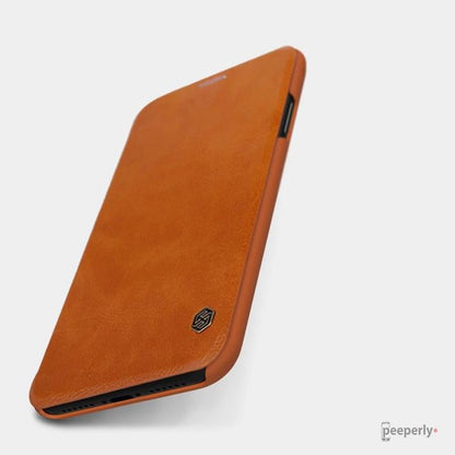 iPhone XS Max Genuine QIN Leather Flip Case