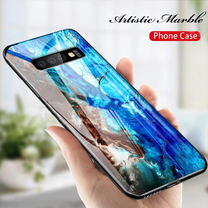 Galaxy S10 Soothing Sea Pattern Marble Glass Back Case