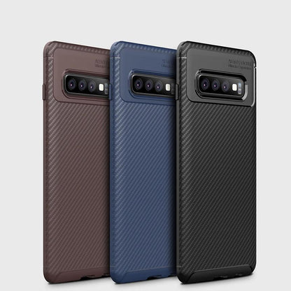 Galaxy S10 Frosted Carbon Fiber Shockproof Soft Case