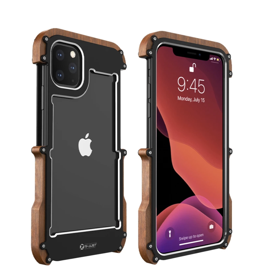 R-Just Aluminium & Natural Wood Anti-shock Bumper Case