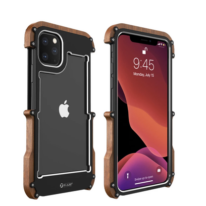 R-Just Aluminium & Natural Wood Anti-shock Bumper Case