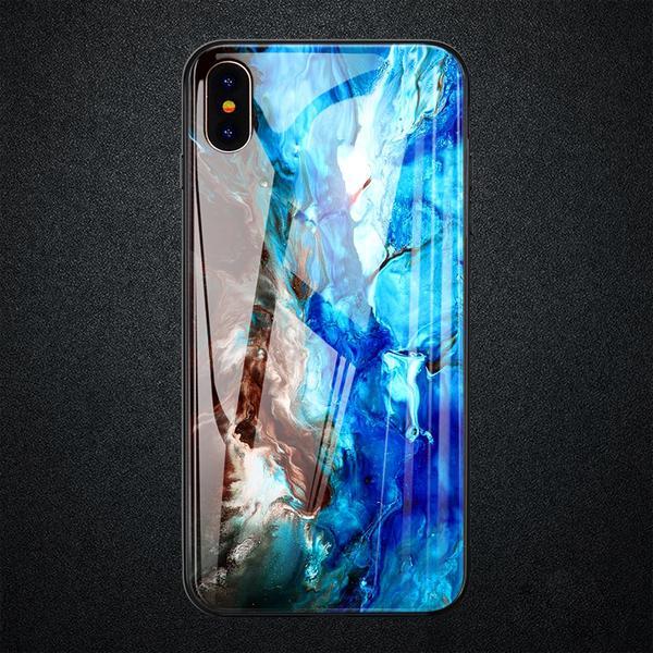 iPhone XS Soothing Sea Pattern Marble Glass Back Case