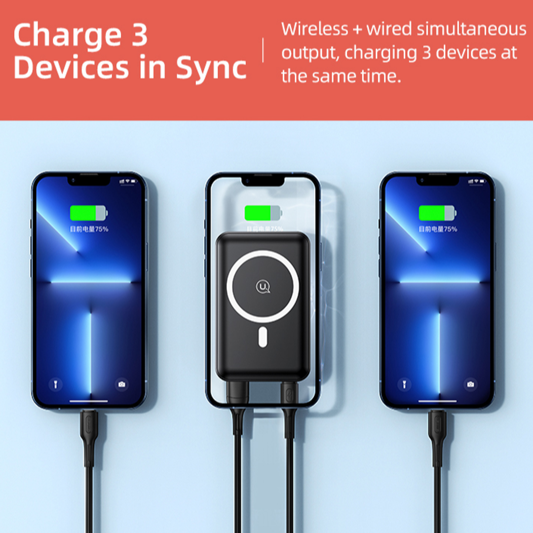 USAMS - QC+PD Fast Charging Magnetic Wireless Powerbank