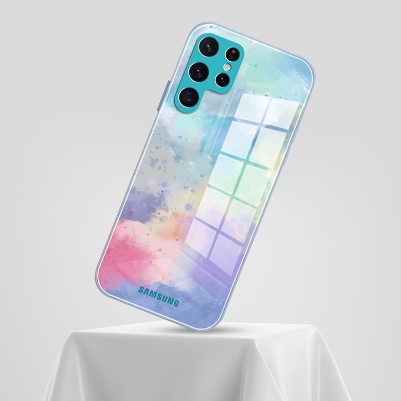 Watercolor Splatter Glass Back Case - Samsung