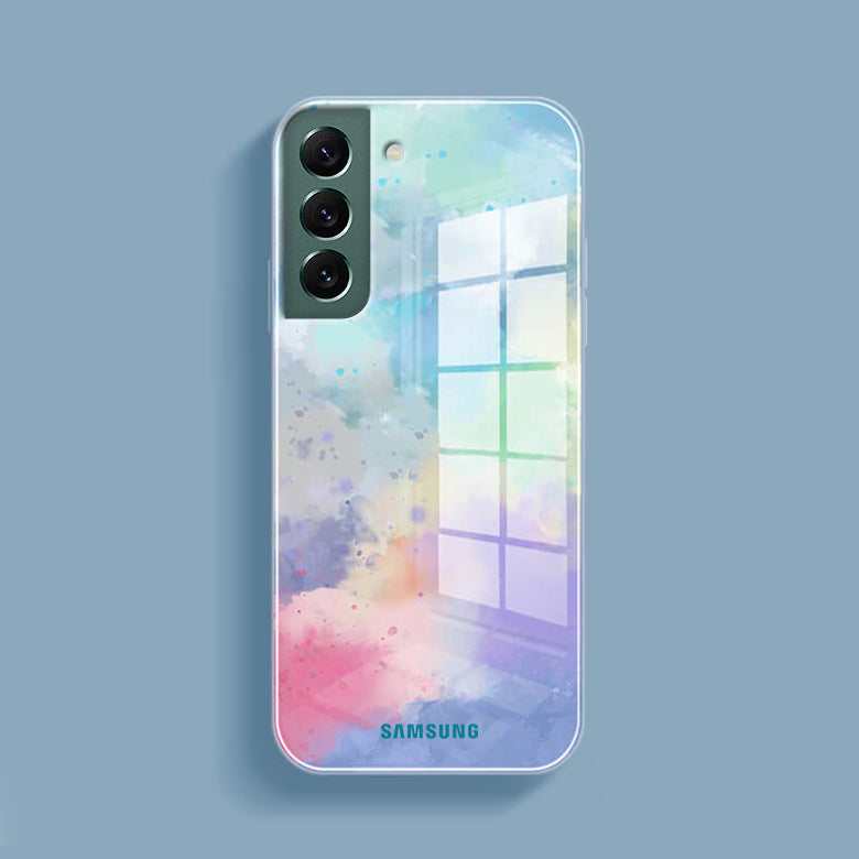 Watercolor Splatter Glass Back Case - Samsung