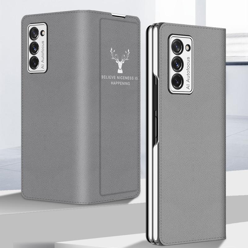 Galaxy Z Fold2 Deer Pattern Leather Flip Case