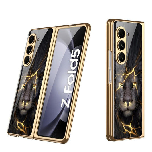 Galaxy Z Fold5 Lion Pattern Glass Case