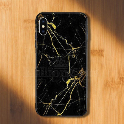 iPhone XS Max Gold Dust Texture Marble Glass Case