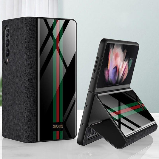 Galaxy Z Fold4 Premium Striped Glass Case